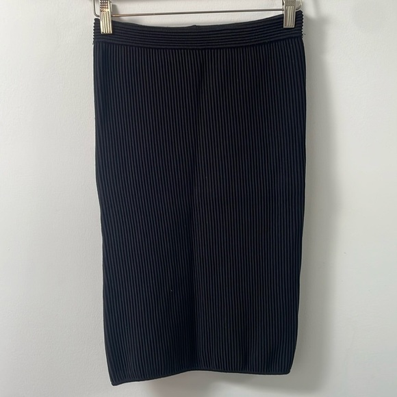 Ronny Kobo Collection Black Knit ribbed Pencil Skirt stretchy bodycon tight sz S - Picture 1 of 13